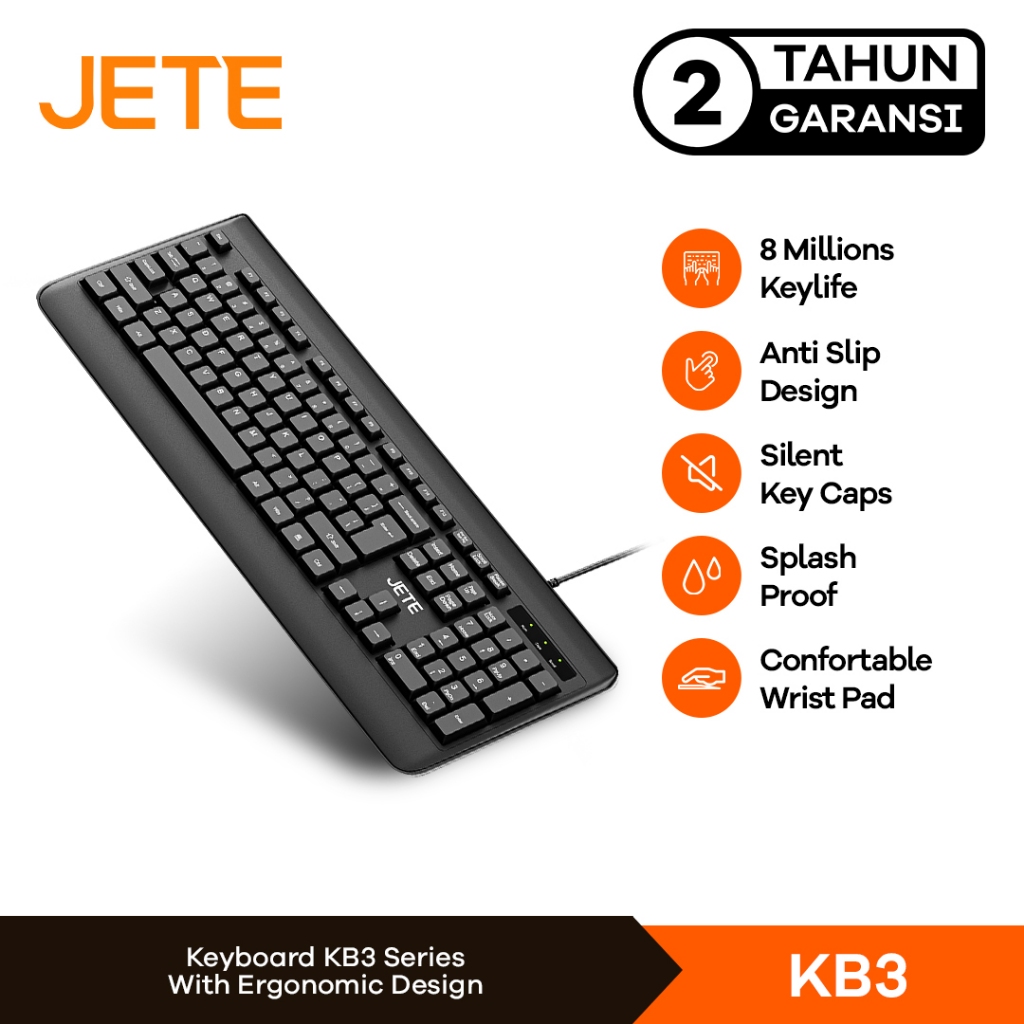 Keyboard USB Laptop Komputer JETE KB3 Silent Key Original Garansi 2 Tahun