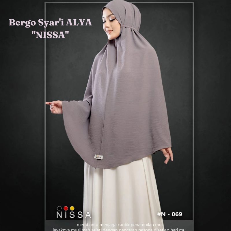 Hijab instan Syari jumbo Crincle/ Bergo Syar'i ALYA Ori NISSA