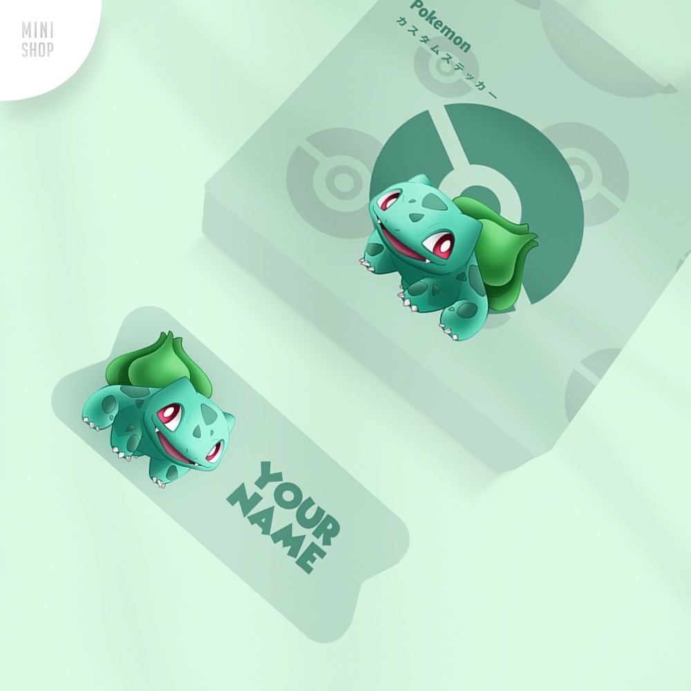 

Stiker Nama Custom Waterproof Pokemon Bulbasaur