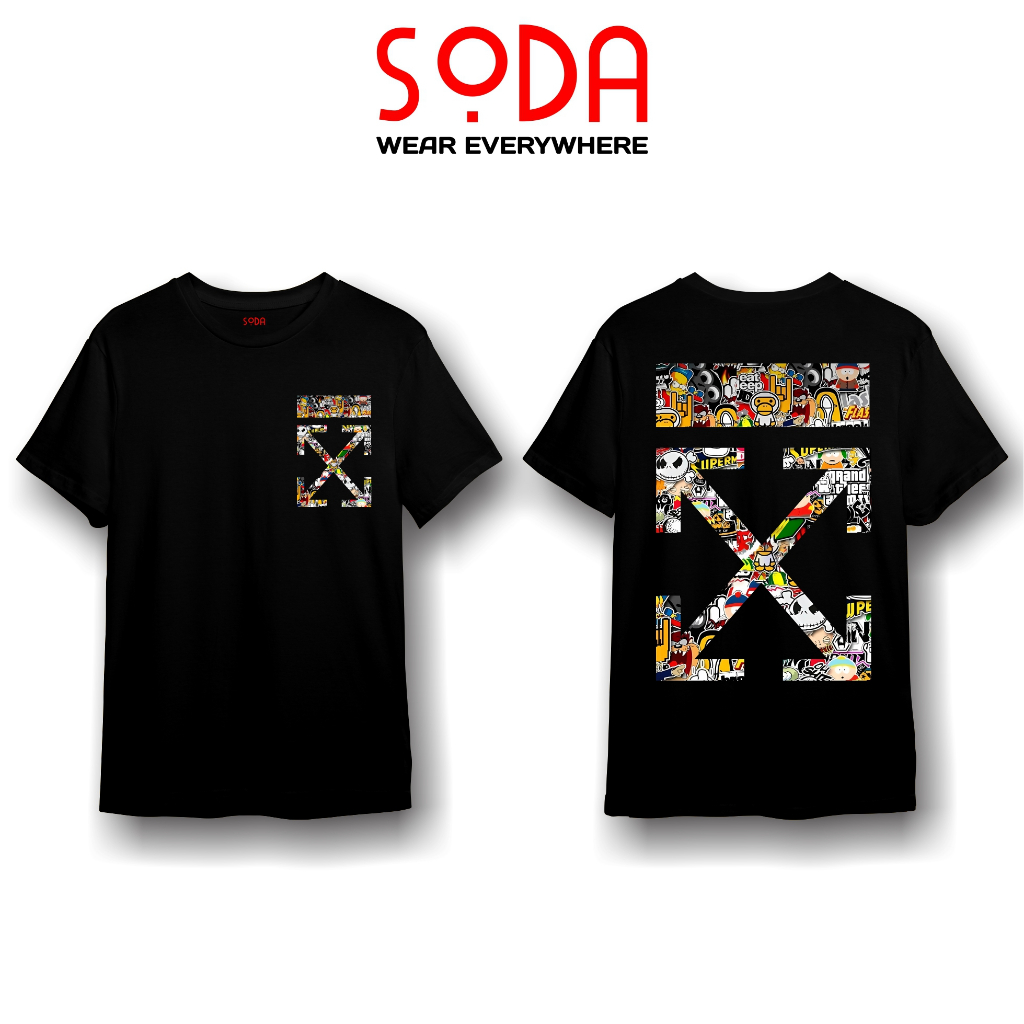 Baju kaos OFF-WHITE atasan  pria / wanita distro korean style terbaru trendy keren premium