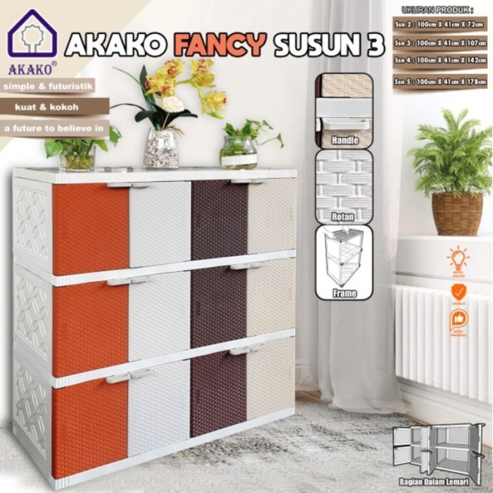 LEMARI PAKAIAN AKAKO FANCY SUSUN 3