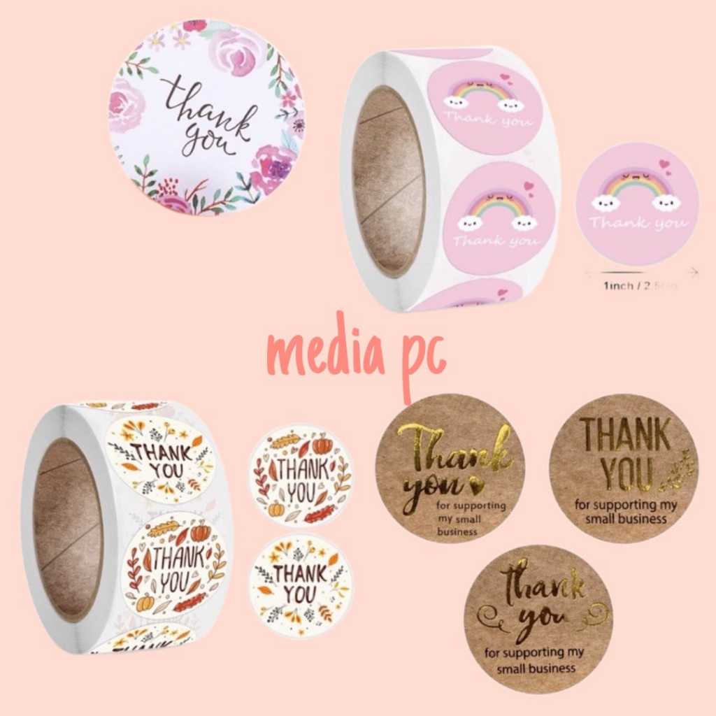 

1 Roll isi 500/100 pcs stiker terimakasih / stiker thank you / stiker label kemasan dikirim random