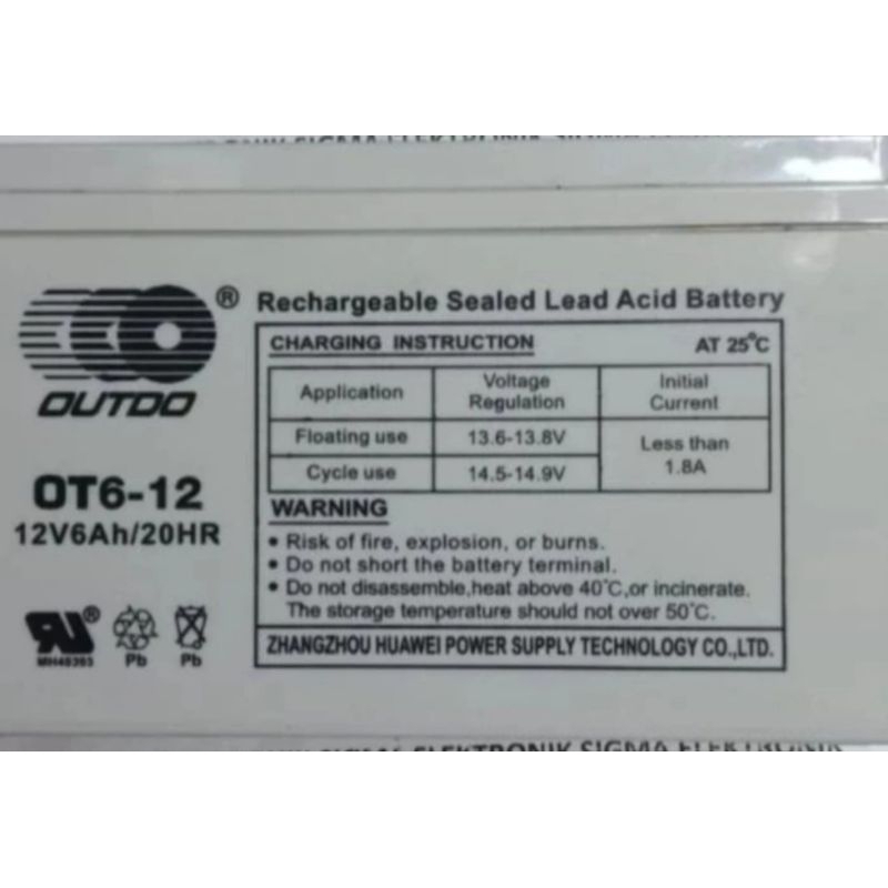 ACCU KERING OUTDO 12 VOLT 6 AH.WARNA ACCU RANDOM