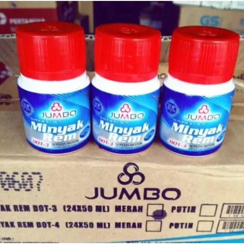 Minyak Rem Jumbo 50 ml Kecil DOT 3 buat motor warna Merah Dan Putih