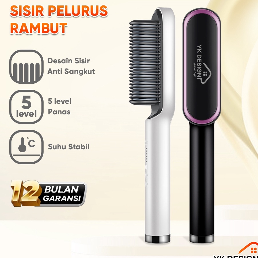 READY STOK YK DESIGN Catokan Rambut 2 In 1  Catokan Sisir Pelurus Rambut Hair Straightener Curler YK