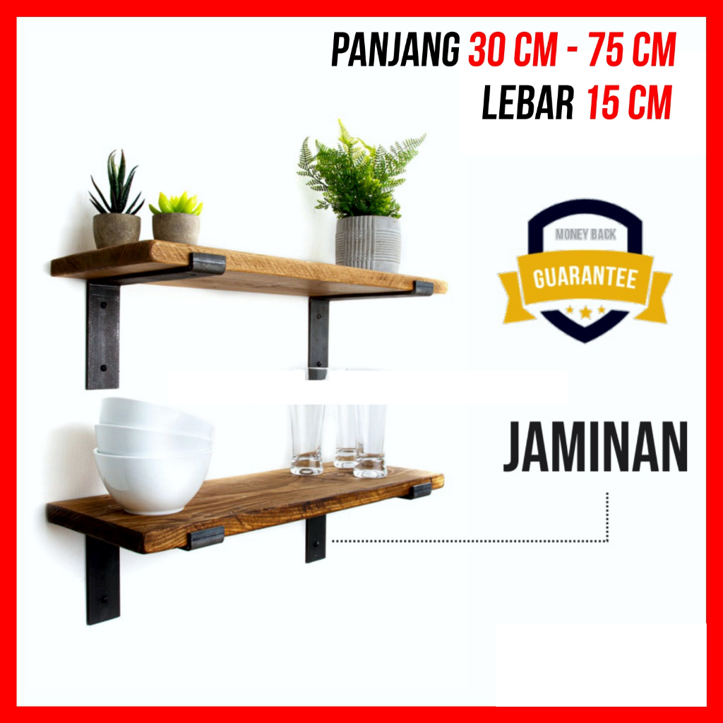 Papan Rak Kayu Susun Dinding Lebar 15cm Hemat Ruangan | Gantungan Rak Buku Rak Hiasan Pot Dinding Ta
