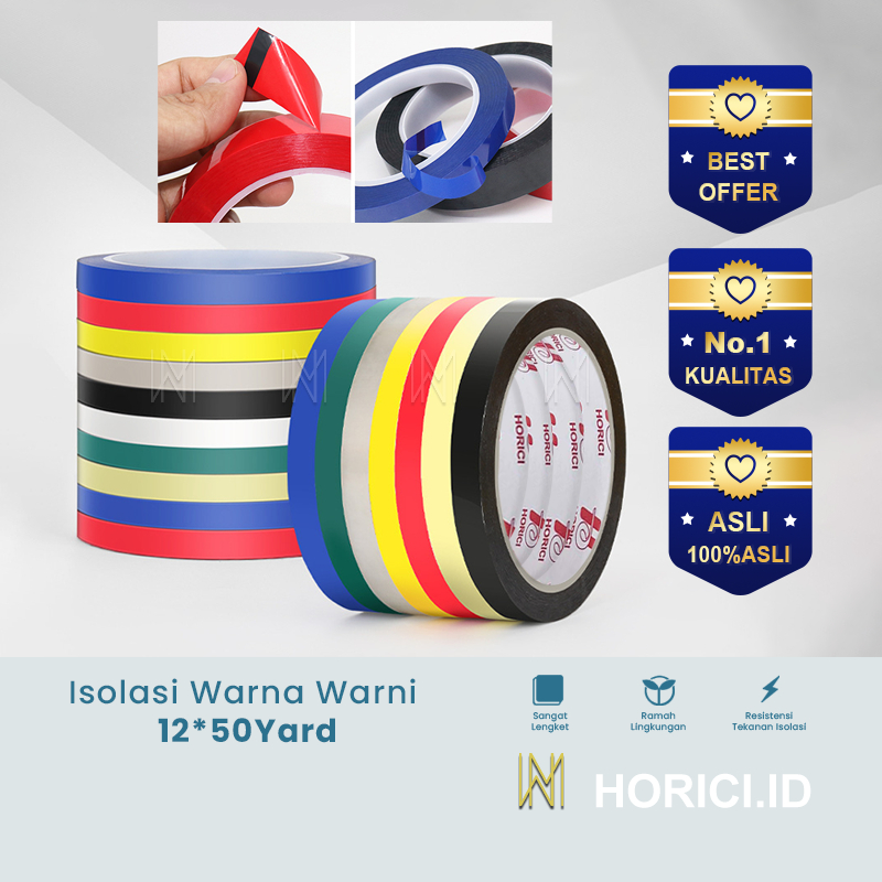 

HORICI TAPE 12mm x 50Y WARNA-WARNI Perekat Murah Super Kuat LAKBAN ISOLASI WARNA-WARNI