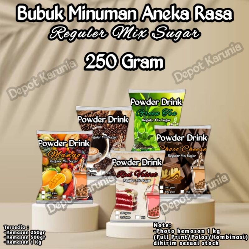 

Bubuk Minuman Rasa 250gr Reguler Mix Gula Serbuk Minuman Kekinian 250 gram