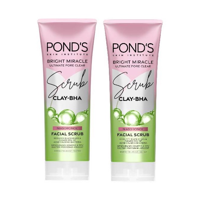 Dijamin Ori Ponds Bright Miracle Ultimate Pore Clear Facial Scrub 1G x2 Sabun cuci muka yang members