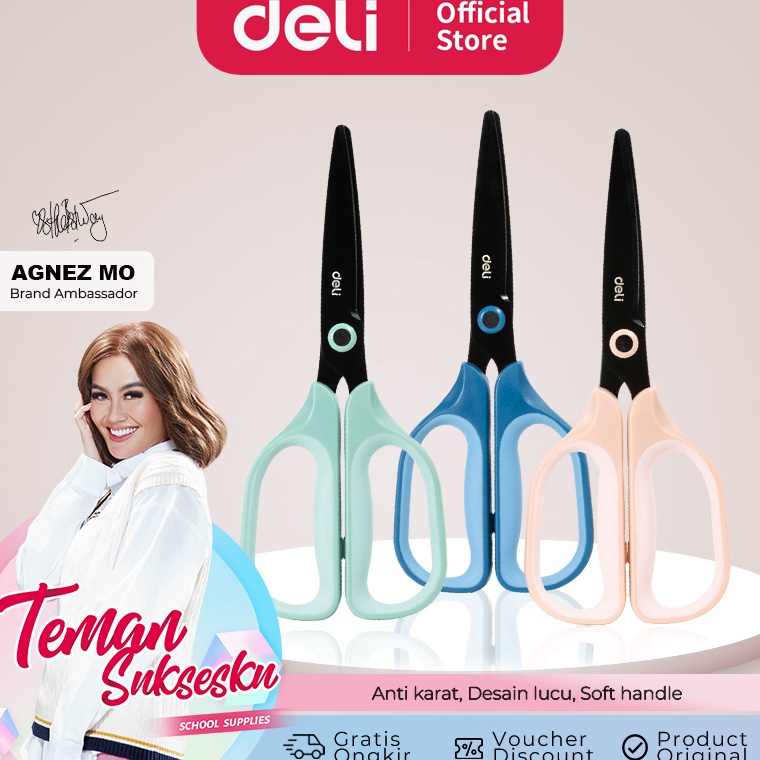 

KODE J62C Deli Gunting Kertas Scissor Anti Karat Handle Lembut EZ57