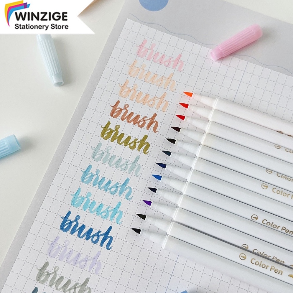 

KODE L82D Winzige Set 12 Calligraphy Pen Brush Lettering Pen Aesthetic Vintage Warna Warni Brush Marker Pena Kuas Warna Pulpen Pena Kaligrafi Coloring Markers