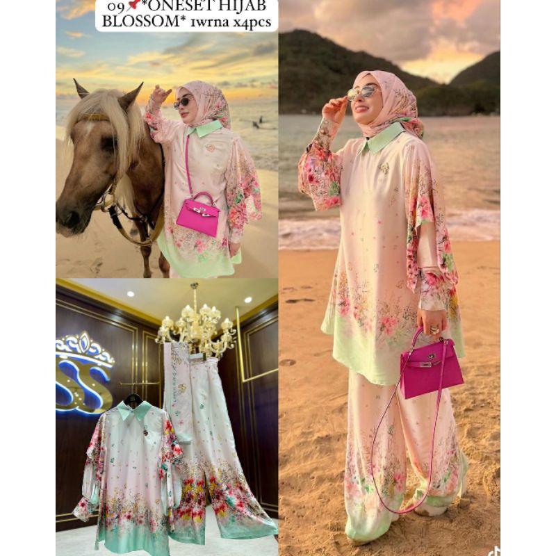 shellasaukia setelan celana blossom original