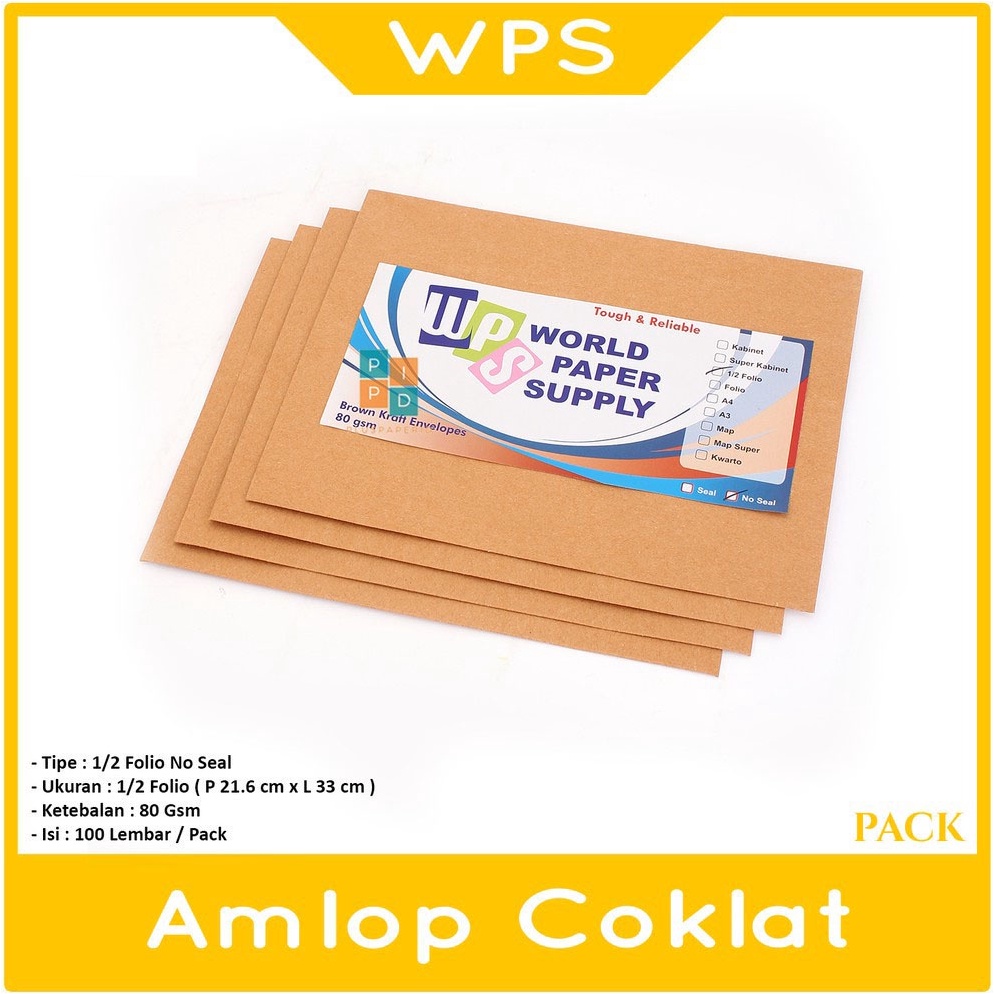 

KODE Y48D WPS Amplop Coklat Ukuran 12 Folio No Seal Pack