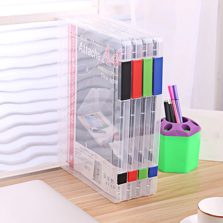 

KODE E12L Kotak Penyimpanan Clear Folder File Kertas A4 A5 Plastik Transparan