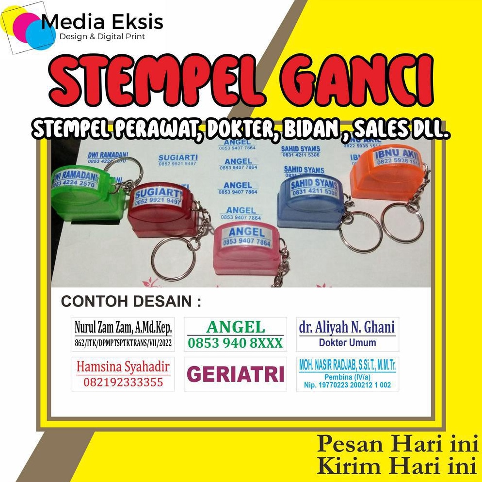 

KODE S62U STEMPEL GANTUNGAN KUNCI STEMPEL DOKTER STEMPEL PERAWAT STEMPEL BIDAN STEMPEL NOMOR HP STEMPEL FLASH OTOMATIS