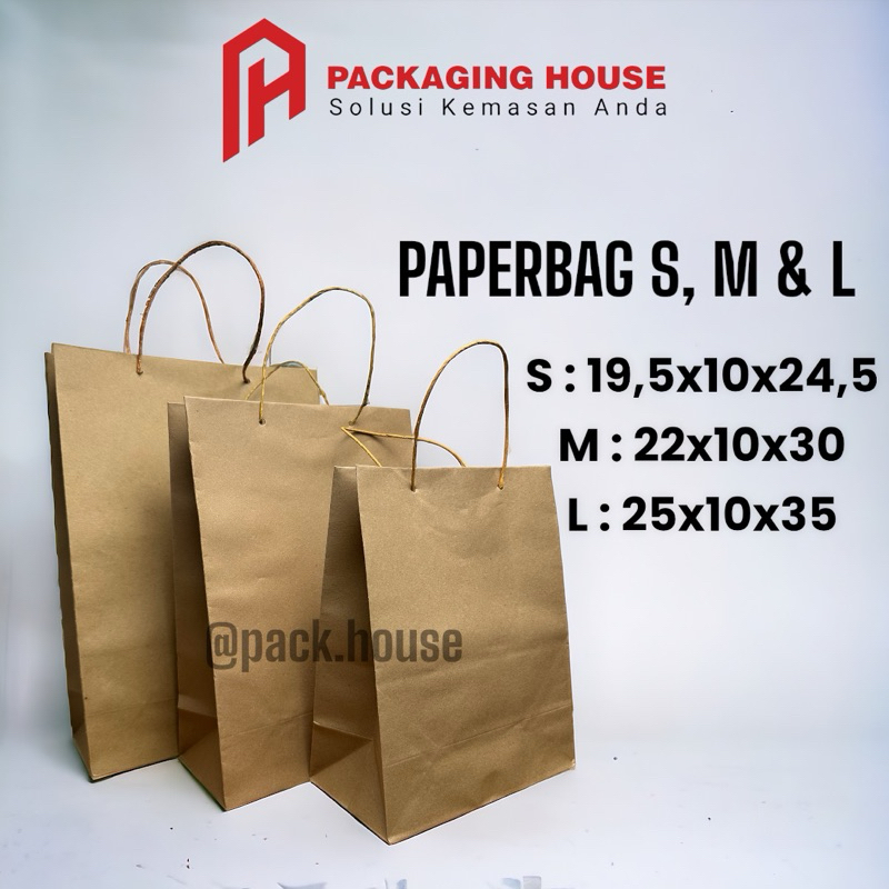 

[12 PCS] PAPERBAG POLOS 19,5x10x24,5 | PAPERBAG POLOS 22x10x30 | PAPERBAG POLOS 25x10x35