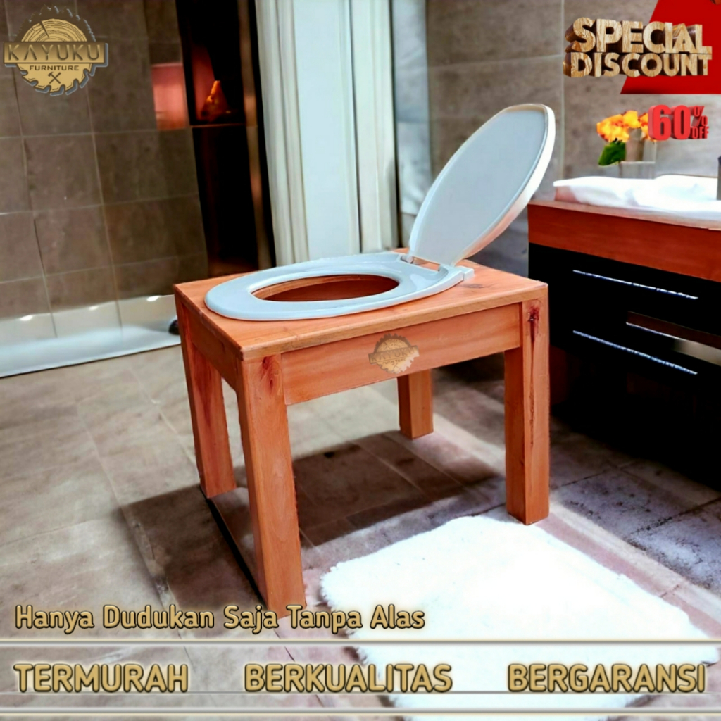 TERMURAH Kursi WC Jongkok Kursi Toilet kayu Mahoni Duduk Kursi Closet Portable  Duduk Untuk Orang Tu