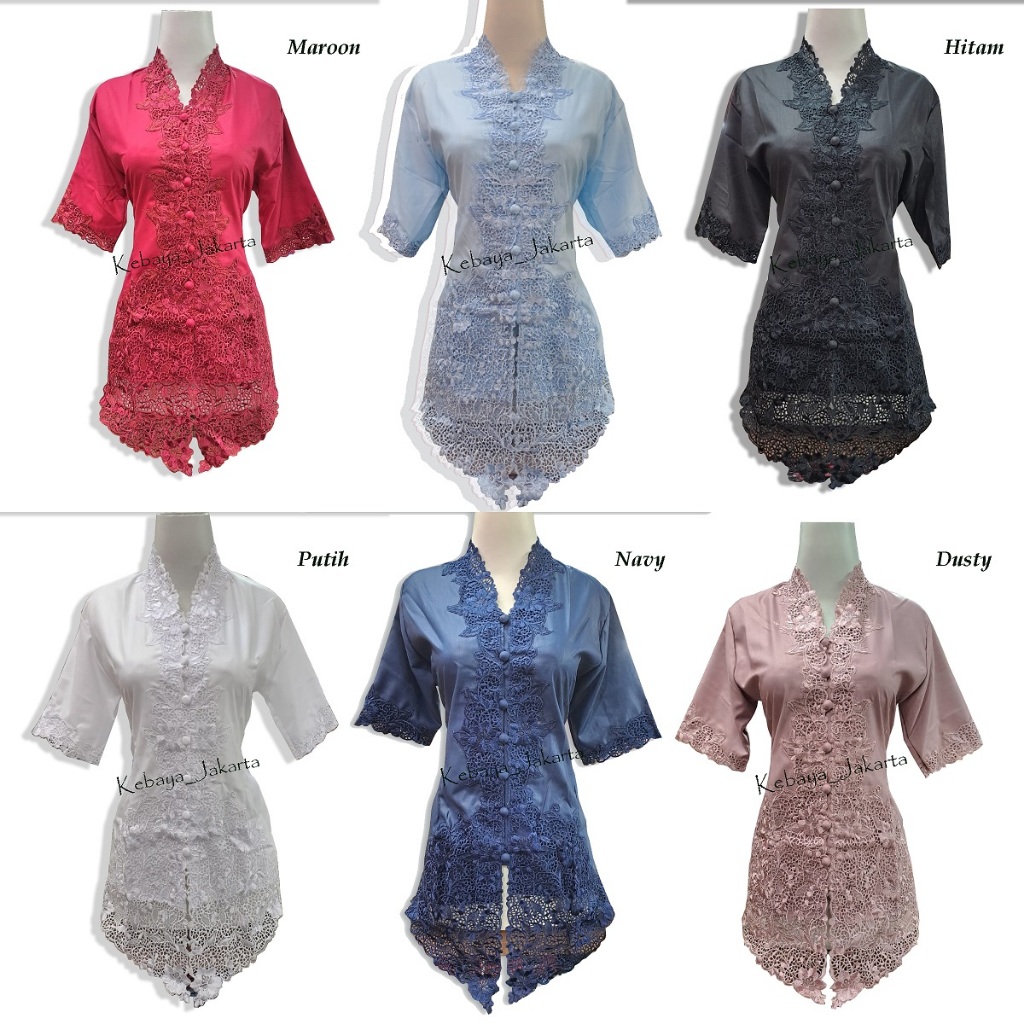 Kebaya Remaja Encim Bordir Senada Lengan Pendek Katun Toyobo Ukuran Jumbo