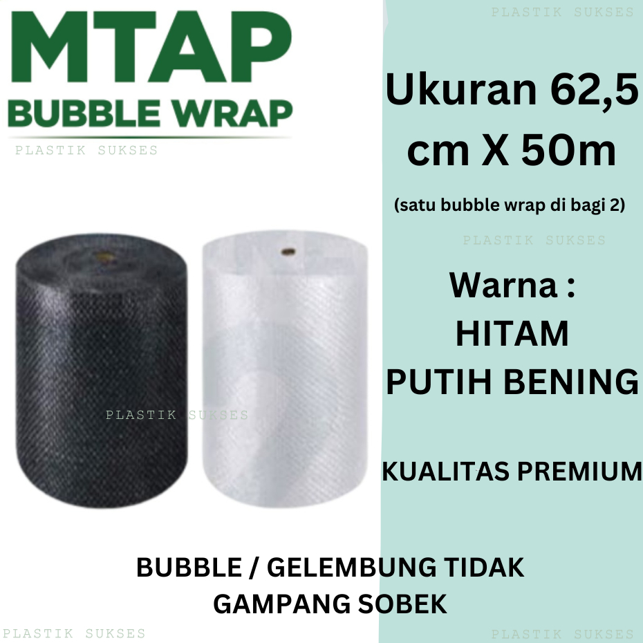

BUBBLE WRAP HITAM & PUTIH UK 62.5 CM x 50 Meter - bubble wrap premium