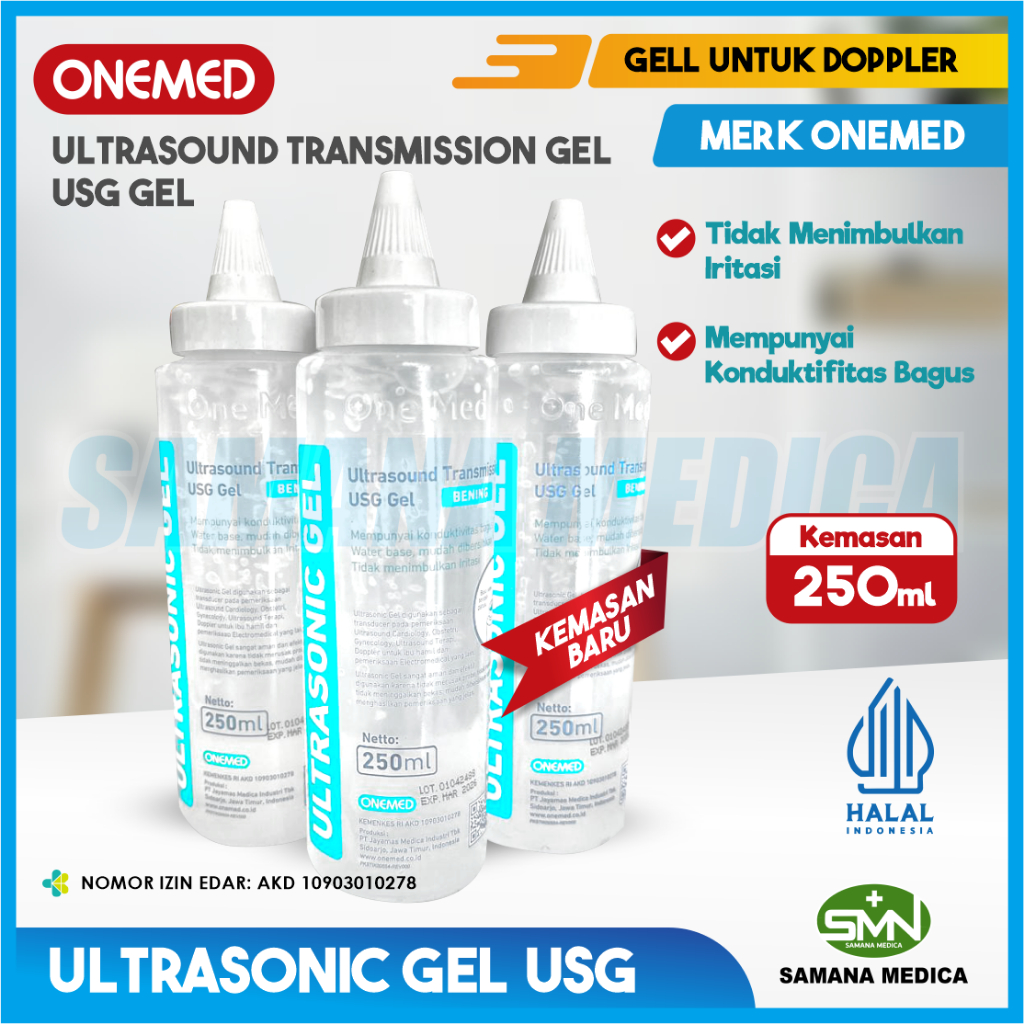 Ultrasonic Gel USG Gel 250ml Transparant ONEMED - Cairan Untuk Transducer pada Pemeriksaan Ultrasoun