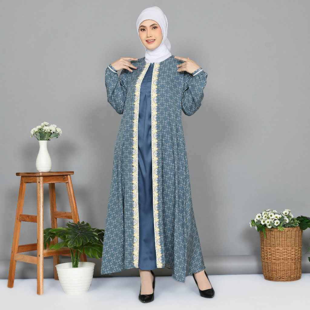 dress motif printing shakila premium / dress abaya gamis printing shakila premium