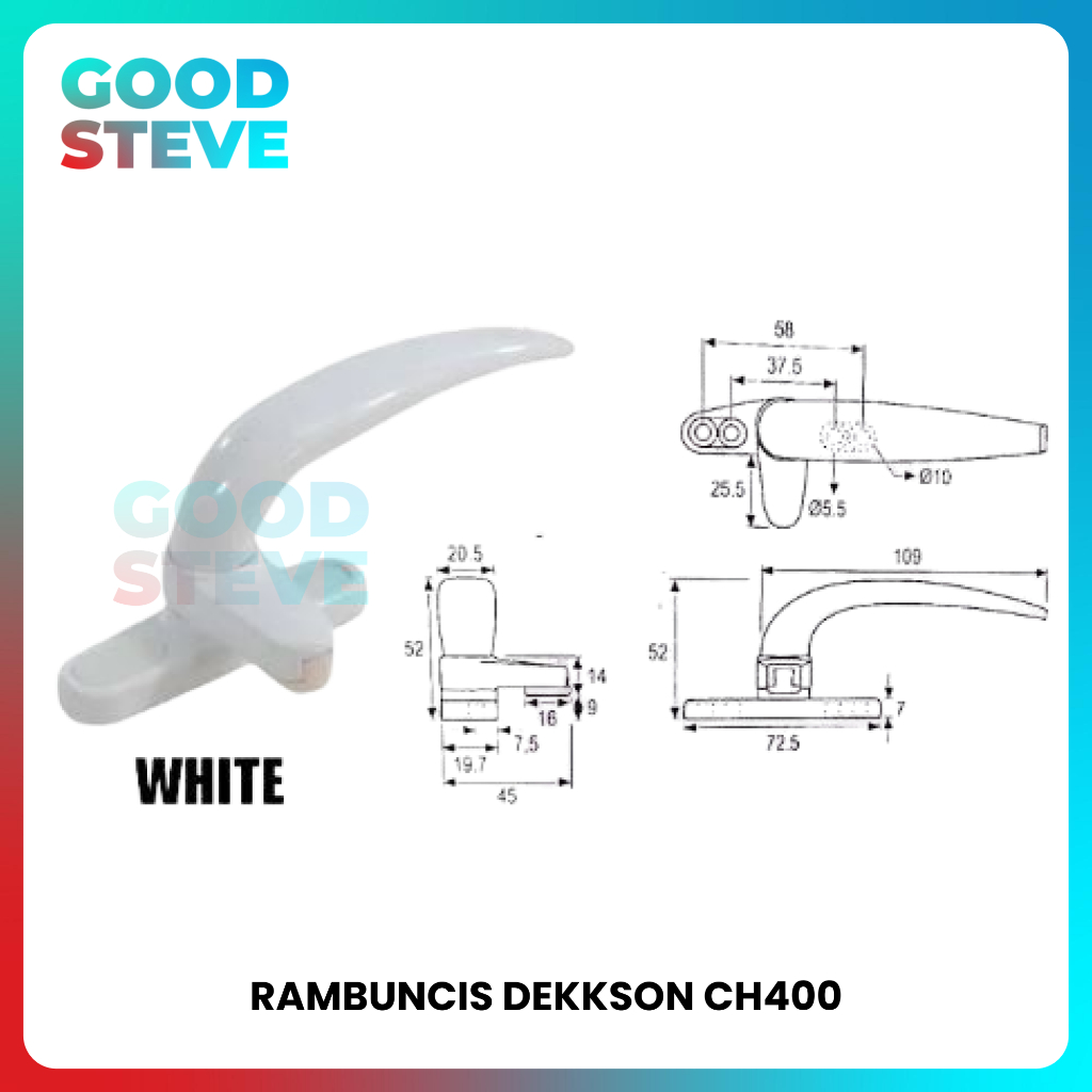 Rambuncis Dekkson Casement Handle Kunci Jendela CH 400 Dekson White