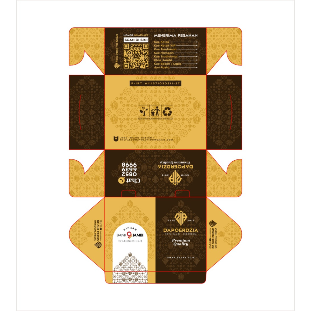 Snack Box Size 15x11x7 Bahan Ivory 300gsm Custom Cetak Full Color Dus Makanan