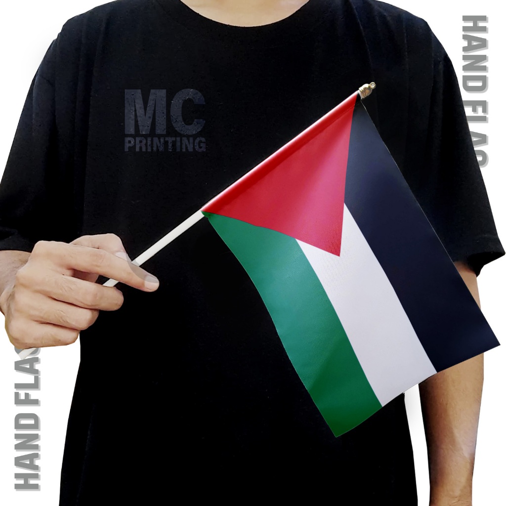 Bendera Tangan Palestina - Bendera Stik Pawai Mini Kecil Bahan Taslan Anti Air