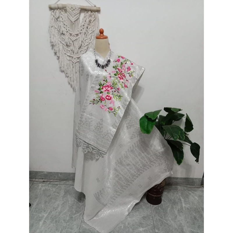 Songket silungkang kristal Glitter warna bw tembaga putih tulang selendang sulam