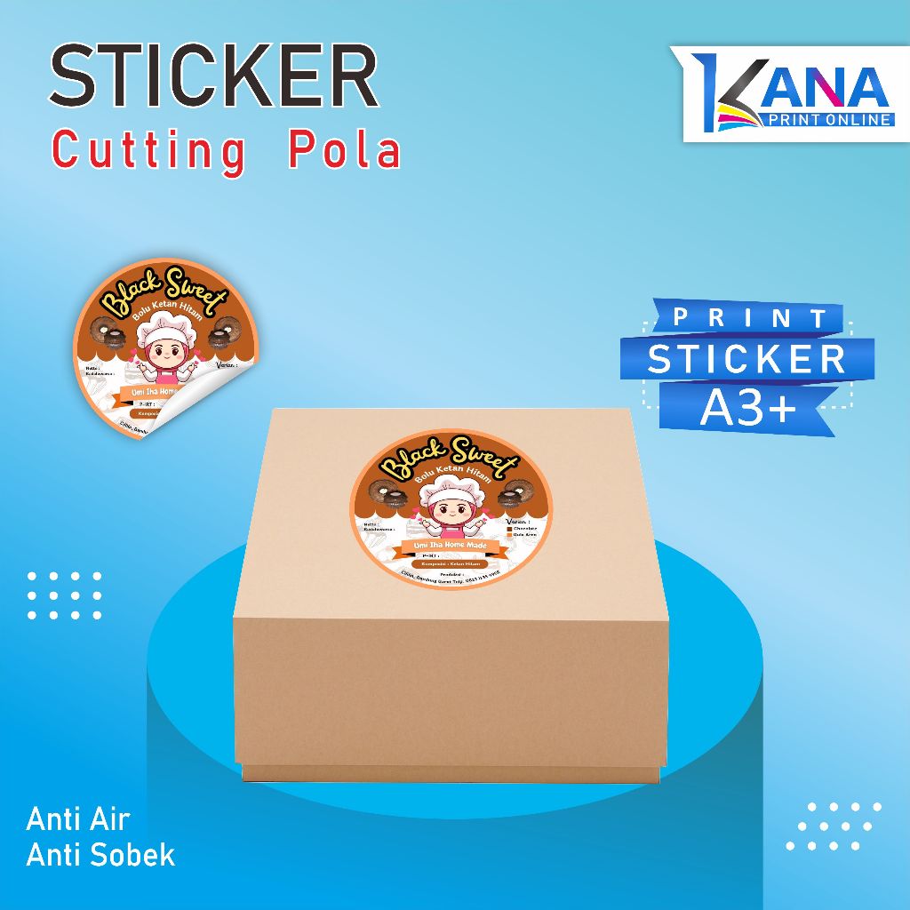 

Print Stiker Lebel Costum / Cetak Sticker Label Vynil Waterproof / logo Kemasan bisa laminasi