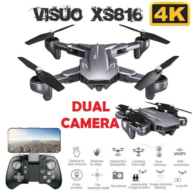 Drone Visuo XS816 Dual Camera 4K Drone Visuo Fly 20min Optical Flow