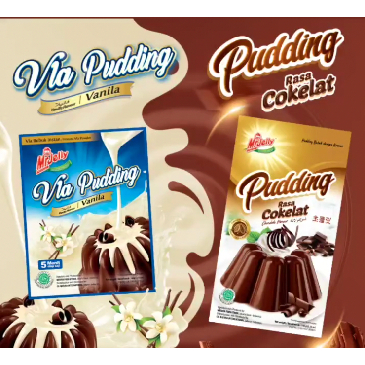 

Mr Jelly Vla Pudding 60gr Puding Cokelat & Vanila