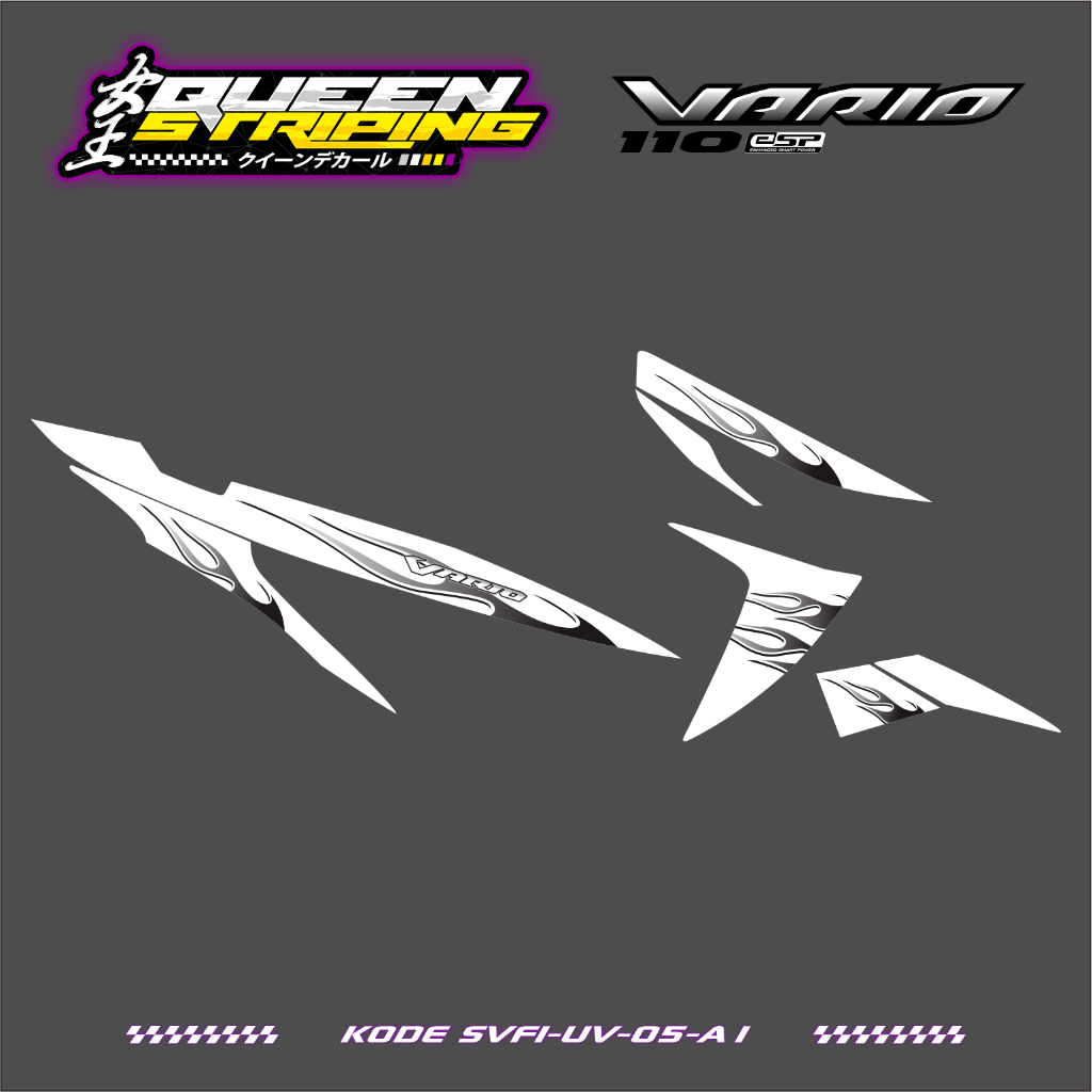 Striping UV Transparan Vario 110 FI Motif Api Stiker Transparan Aksesoris Motor Vario 110 FI - SVFI