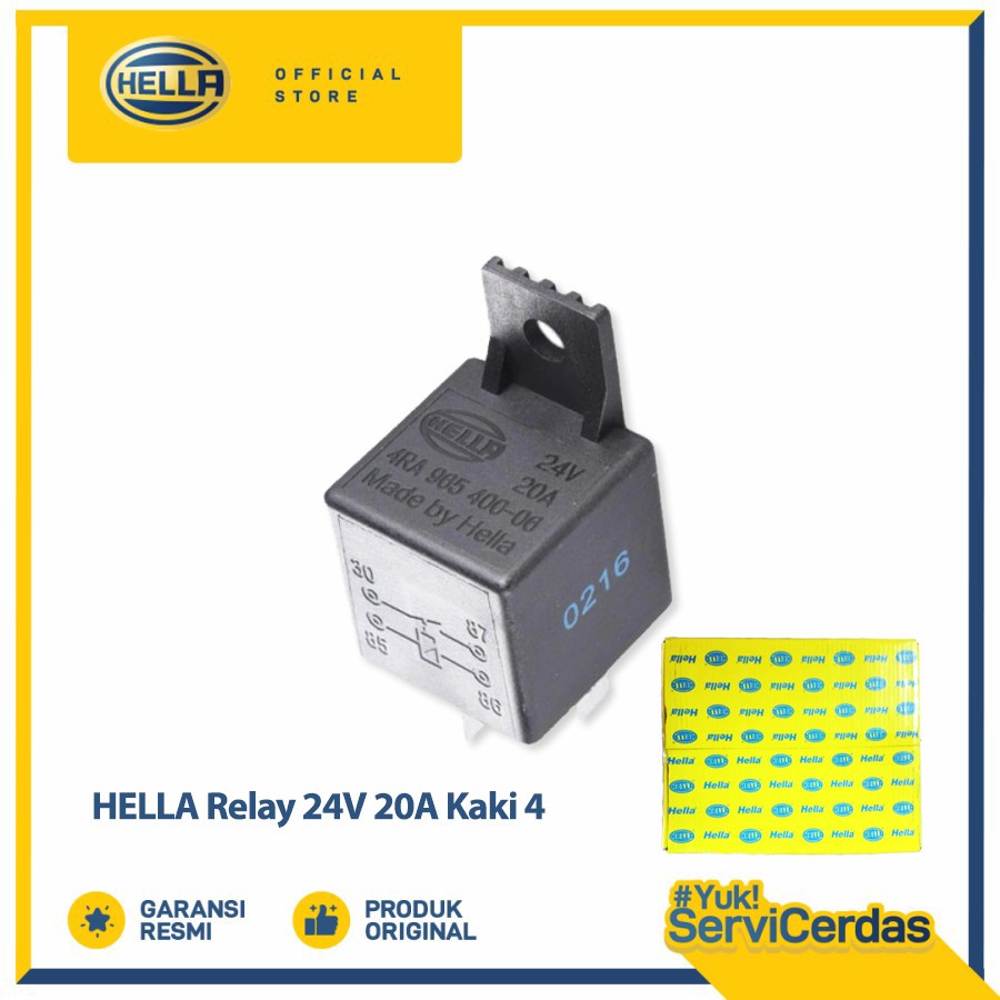 Relay Hella 24V 20A Kaki 4 (per DUS)