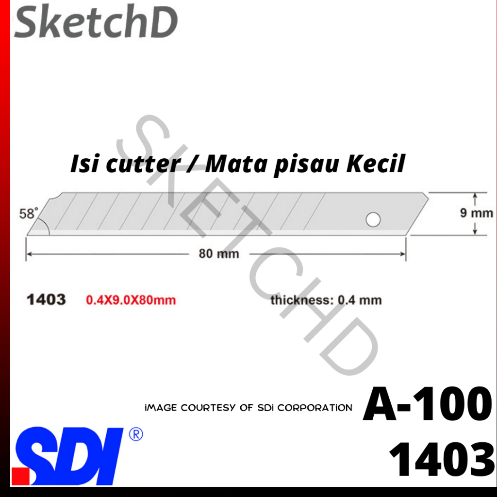 

Isi Cutter mata pisau kecil A100 SDI Knife Blade A 100 / 1403 5pcs