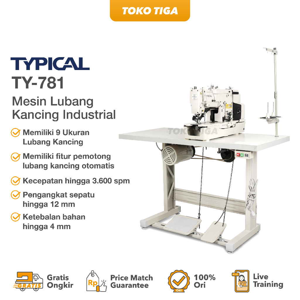 Mesin Jahit Lubang Kancing / Buttonhole Industrial Garmen - TYPICAL (TY-781)