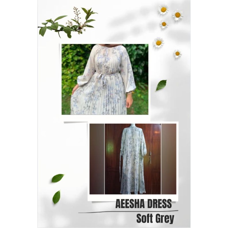 Okeda shop - AEESHA DRESS Dress panjangwanita cantik plisket mewah motif bunga A-Line