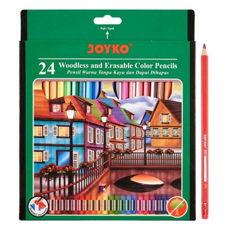 

KODE G15H Pensil Warna Joyko Bisa Dihapus 24 Warna Panjang