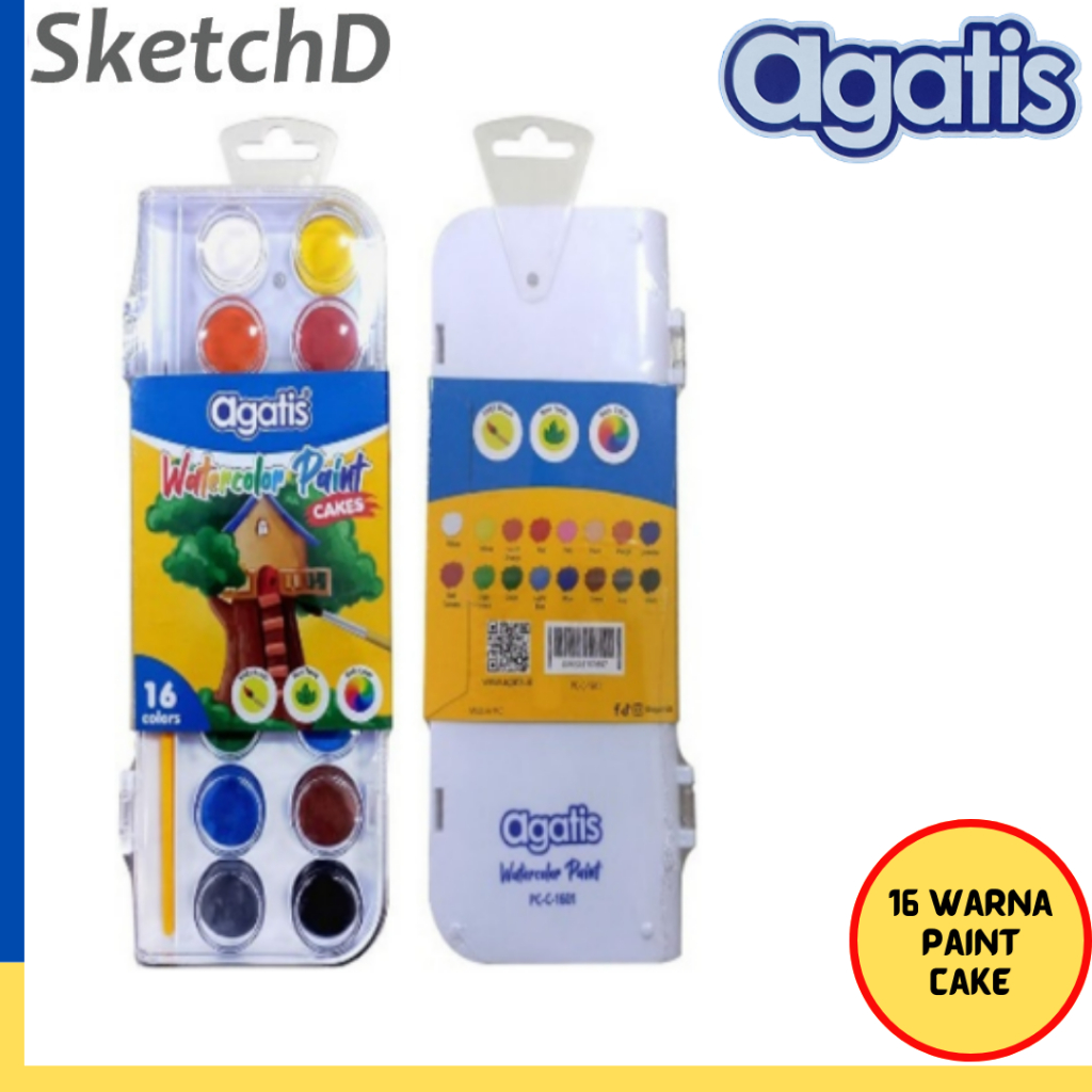 

Cat Air Lukis 16 Warna Agatis Water Color Paint Cake Aquarell Colour set