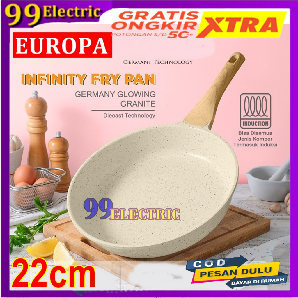 EUROPA Fry Pan 22 Cm/20 CM Penggorengan jerman Fry Pan 22 Cm Marbel Granit Bisa Kompor Induksi Fryin