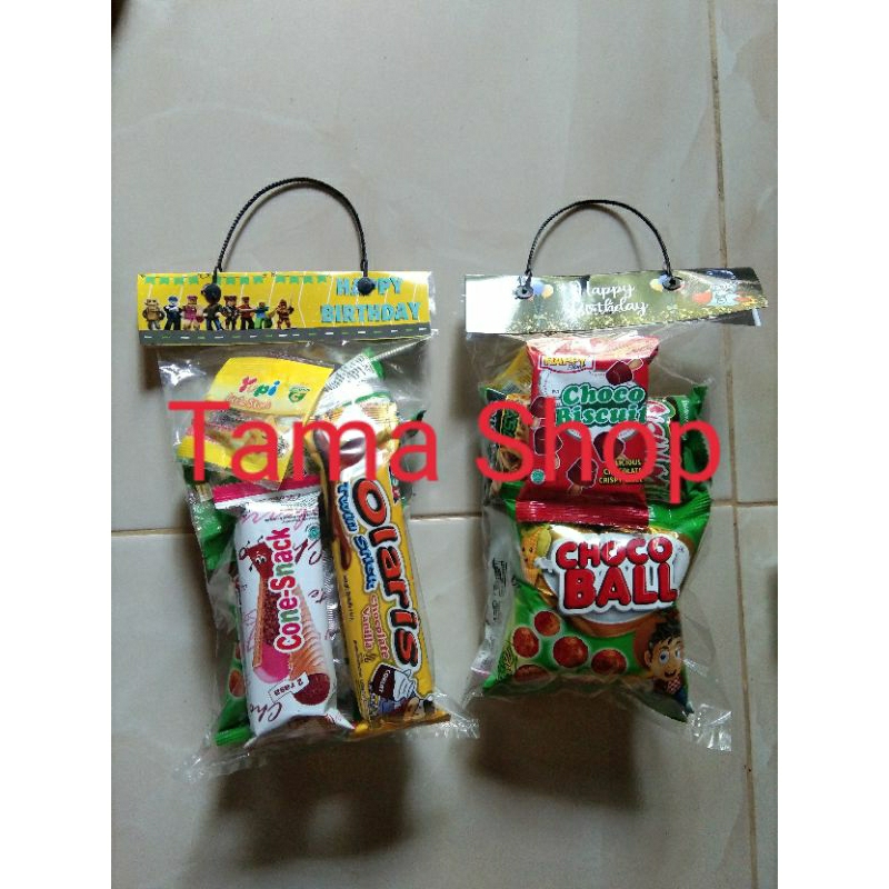 

Paket snack ultah jajanan ulang tahun 6 snack + packing