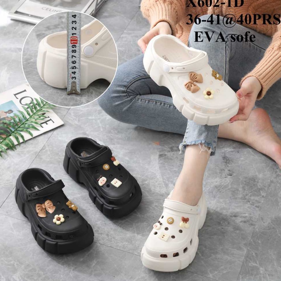 KODE H3J3 Gamaliel  Sandal Baim Wanita Karet Eva Rubber Youth Balance 8 cm Pita Coklat Ringan Mewah 