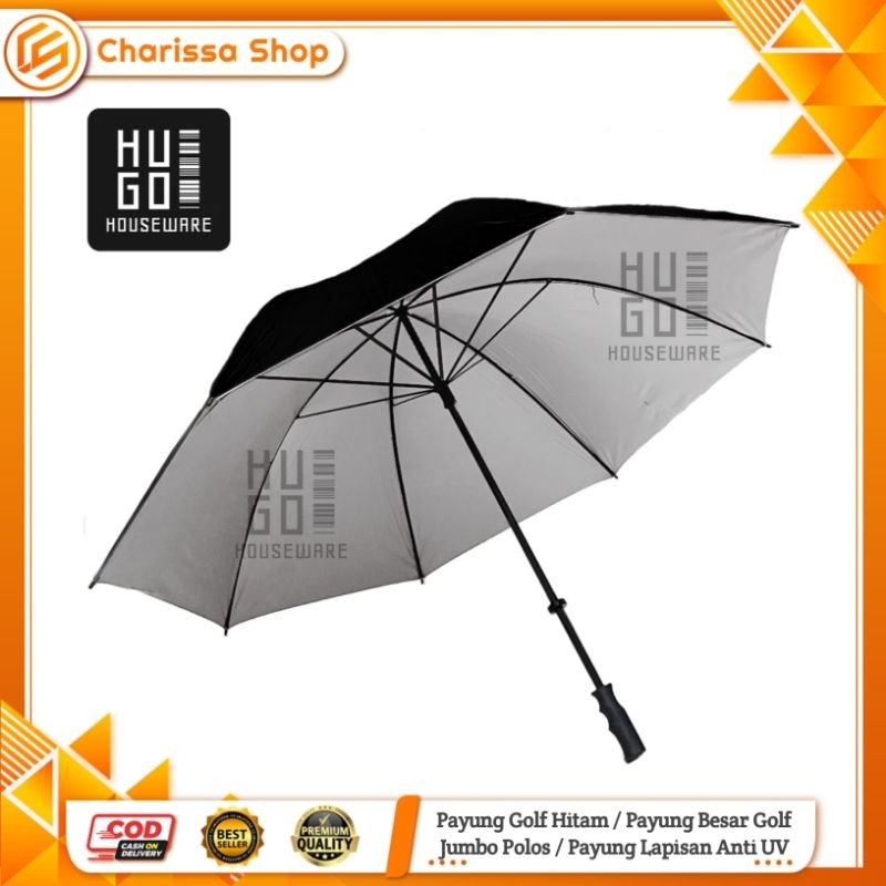 Payung Golf Hitam / Payung Besar Golf Jumbo Polos / Payung Lapisan Anti UV