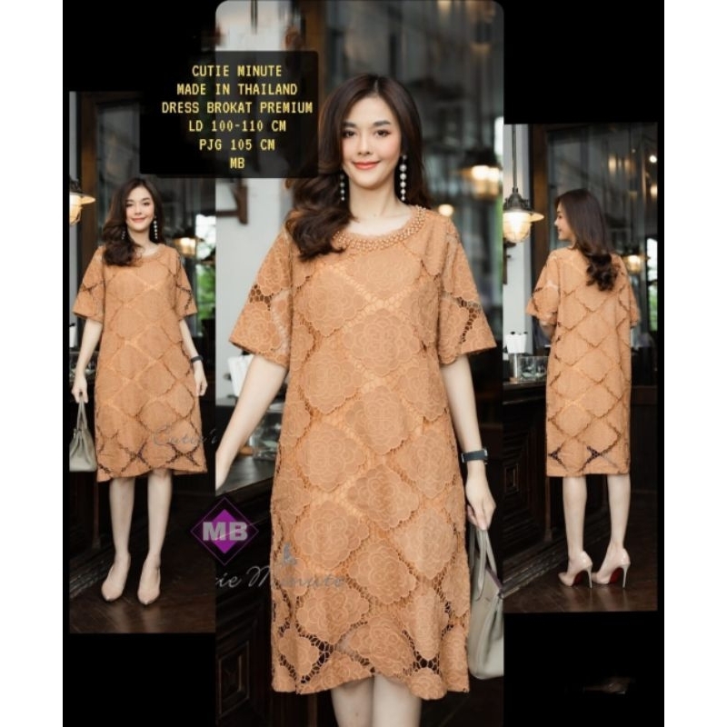 Dress Linen Premium Cuttie Minute Brokat Hokky