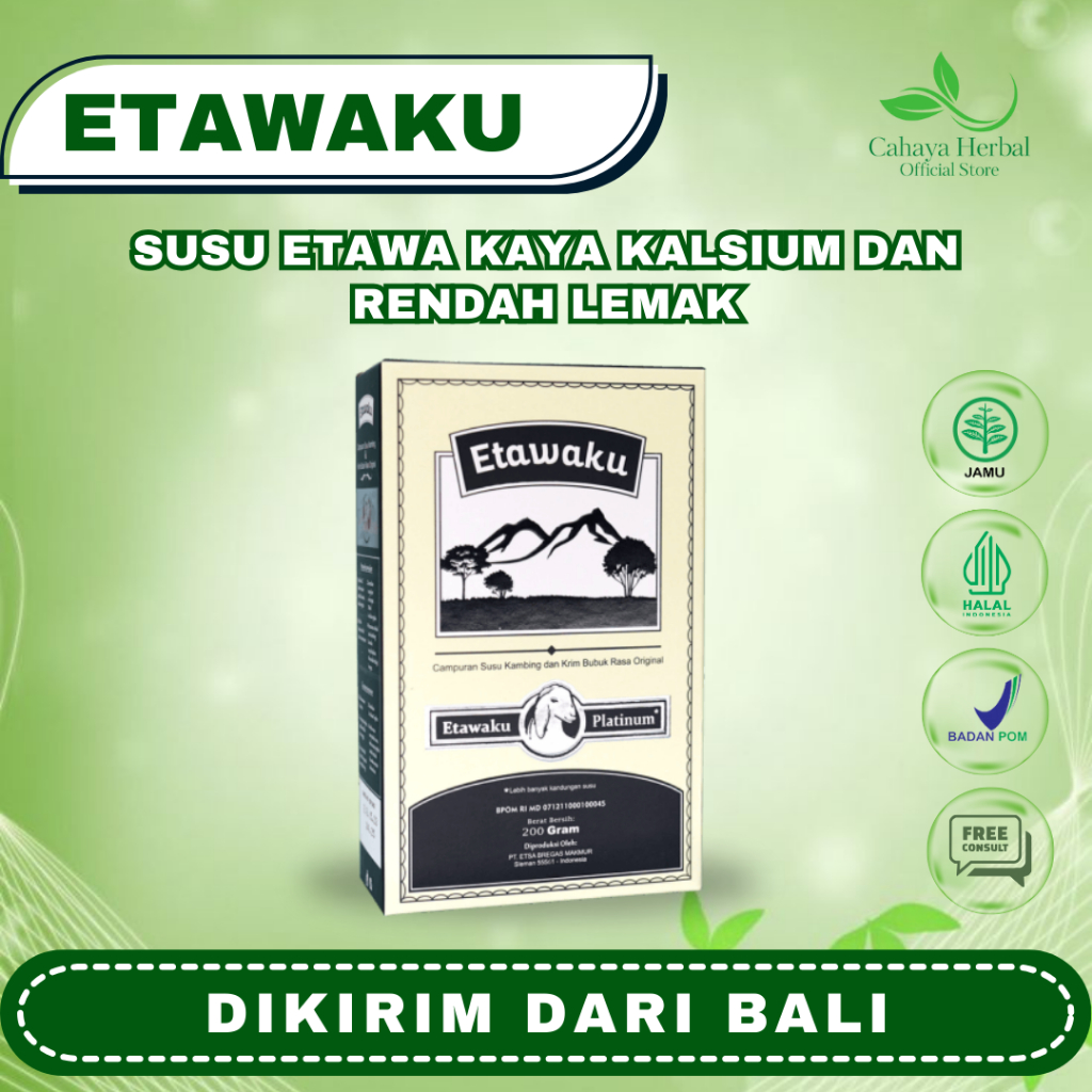 

ETAWAKU PLATINUM - Susu Kambing Etawa Murni 3X Lebih Ampuh Atasi Gangguan Pernapasan, Sesak Napas, Asma dan Menjaga Kesehatan Tulang dan Sendi, Mengatasi Nyeri Sendi, Asam Urat, Rematik, Menurunkan Hipertensi 100% Original 200 gram, Halal BPOM