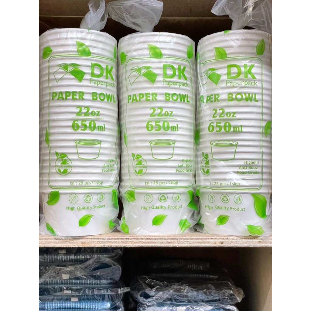 Paper Bowl 22oz DK 650ml 25pcs Mangkok Kertas Putih