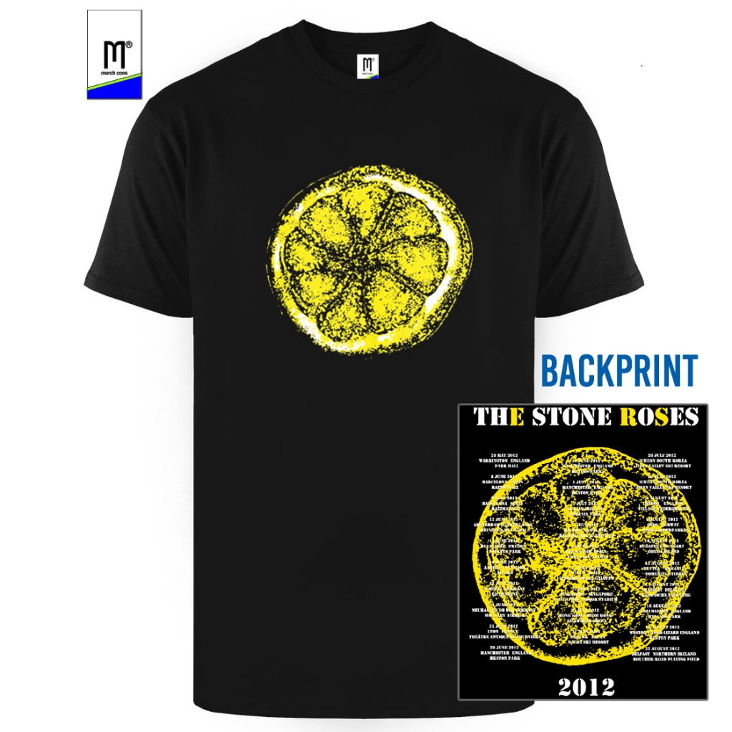 Kaos Built Up Band Musik Stone Roses Tour Hitam 2012