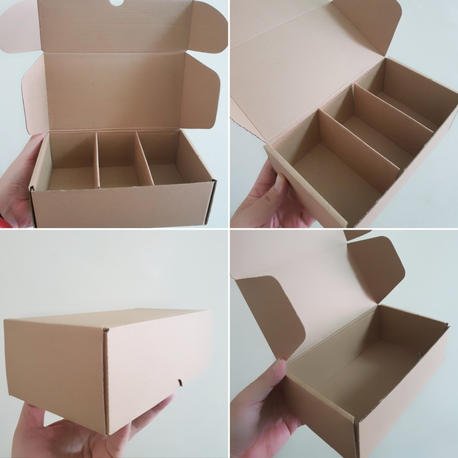 

( 5 pcs ) Box Hampers Packaging Muat 3 pcs Kaleng Minuman 350 ml Dus Corrugated Eflute Tebal Kuat