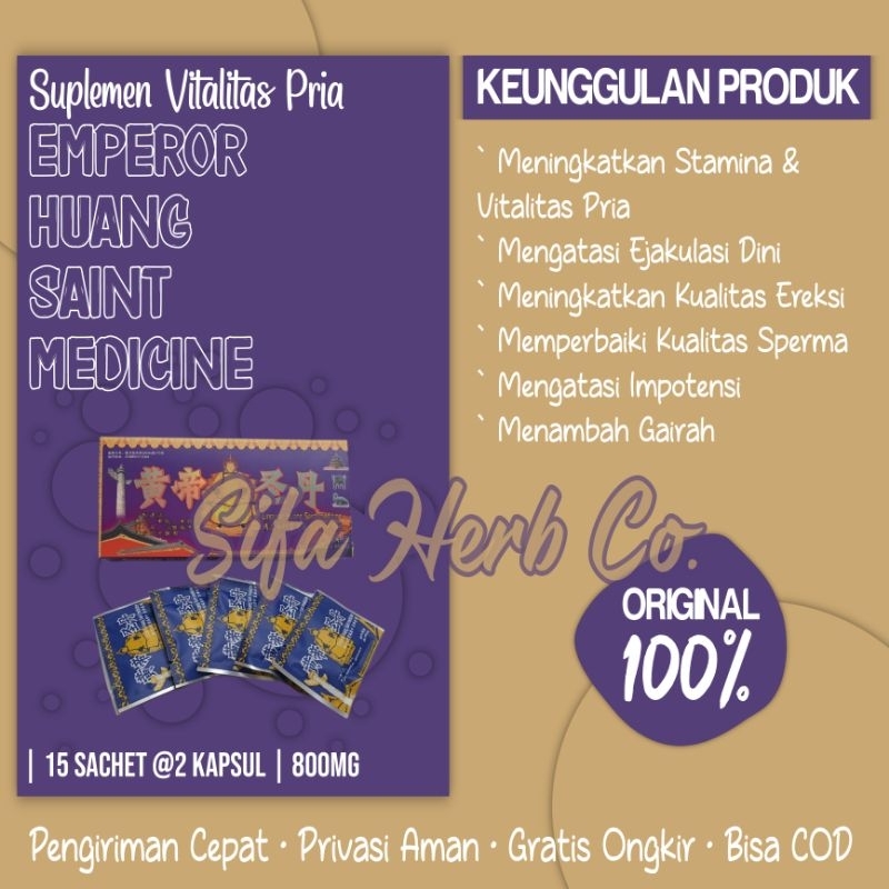 BEST SELLER!! HERB SUPLEMEN STAMINA PRIA EMPEROR HUANG SAINT ORIGINAL (15 SACHET)