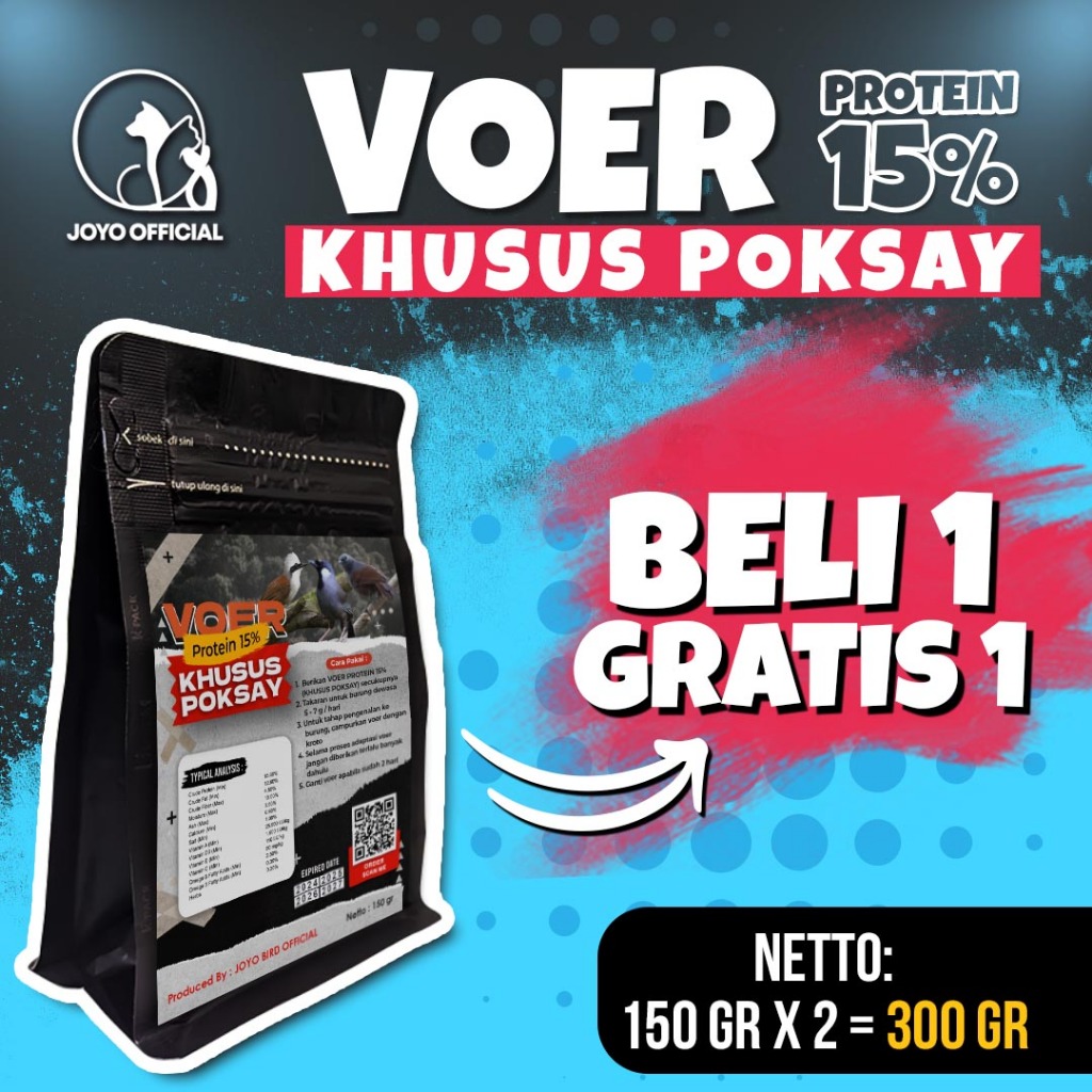 BELI 1 GRATIS 1 VOER BURUNG POKSAY | VOER HARIAN | VOER NUTRISI KOMPLIT | JOYO VOER HARIAN KHUSUS PO